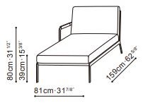 Austen Daybed with Arm on Left dimensions