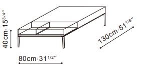 Flamingo Rectangle Coffee Table with Glass dimensions