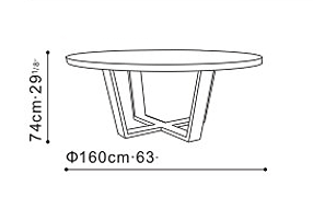 Large Round Domo Dining Table dimensions