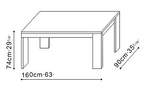 Small Artina Dining Table dimensions