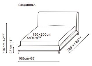 Crescent Bed 150 x 200cm dimensions