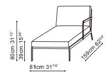 Austen Daybed with Arm on Right dimensions