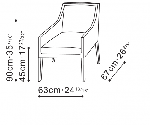 Baroque Deep Dining / Lounge Chair dimensions
