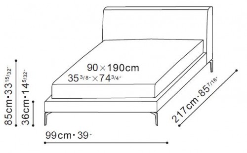 Alison Plus Bed 90 x 190cm dimensions